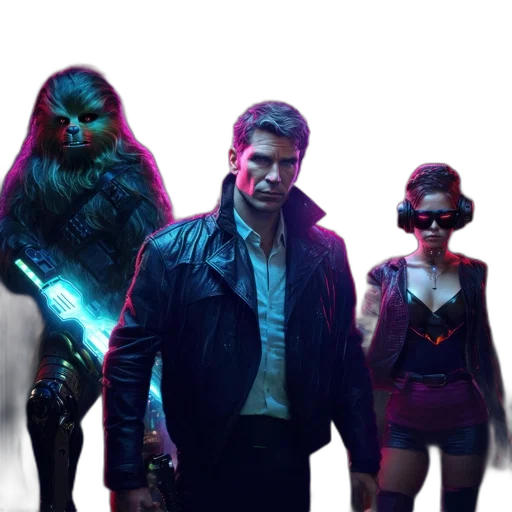 cyberpunk, concept art, comic book art, neon lights transparent PNG cut-out