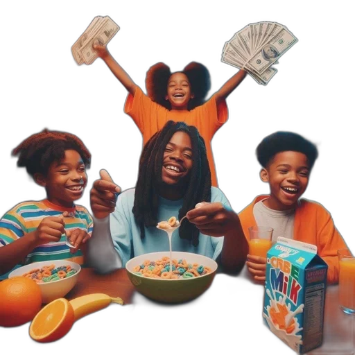 food, concept art, four, siblings transparent PNG cut-out