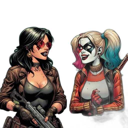 comic book art, concept art, cartoon, two transparent PNG cut-out