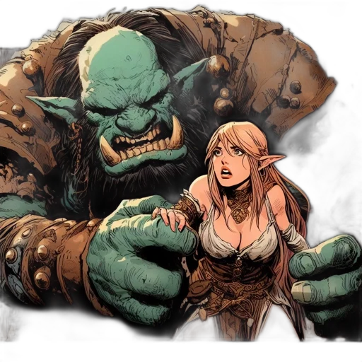 comic book art, concept art, fantasy art, watercolor transparent PNG cut-out
