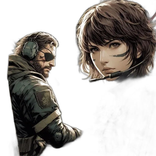 face, weapon, concept art, comic book art transparent PNG cut-out