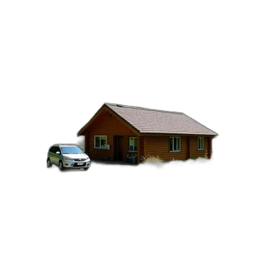car, building, 3d render, photorealistic transparent PNG cut-out