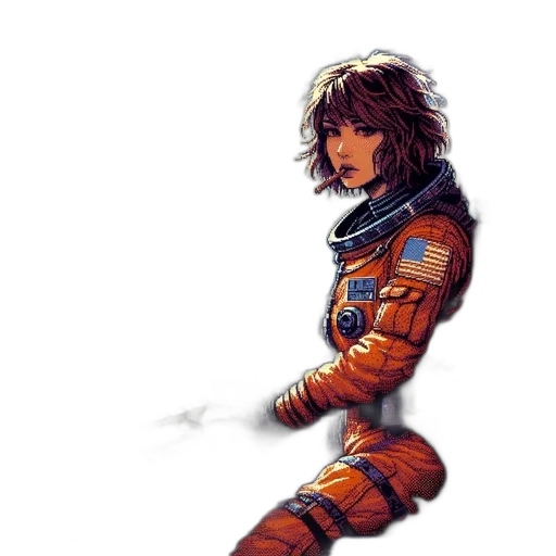 robot, jacket, concept art, pixel art transparent PNG cut-out