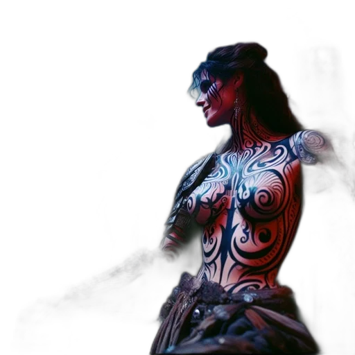 dragon, dress, staff, mask transparent PNG cut-out