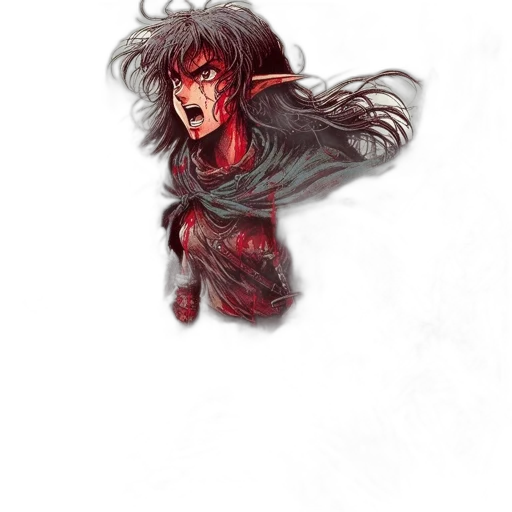 creature, hair, face, staff transparent PNG cut-out