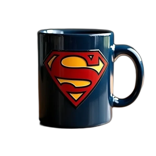3d render, mug, superman, image transparent PNG cut-out