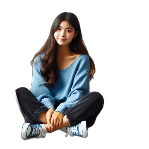 jacket, dress, face, shoes transparent PNG cut-out