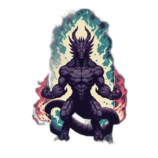 dragon, creature, mask, staff transparent PNG cut-out