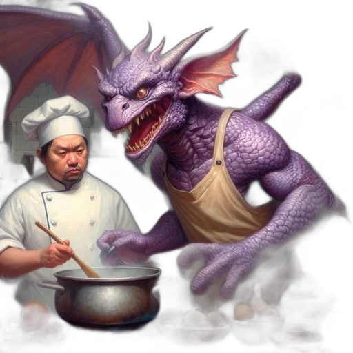 dragon, food, staff, fantasy art transparent PNG cut-out