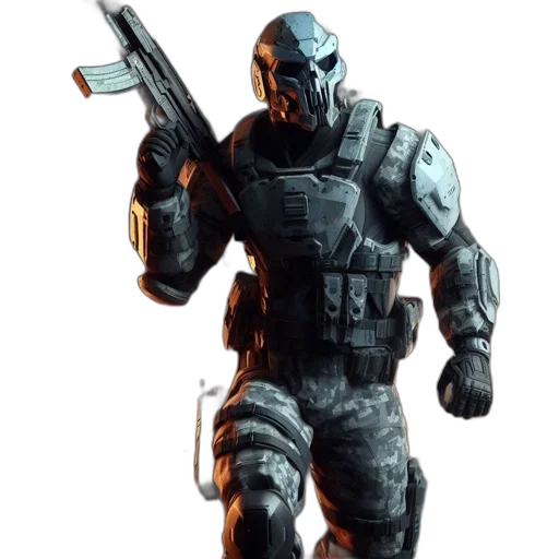 robot, weapon, concept art, 3d render transparent PNG cut-out