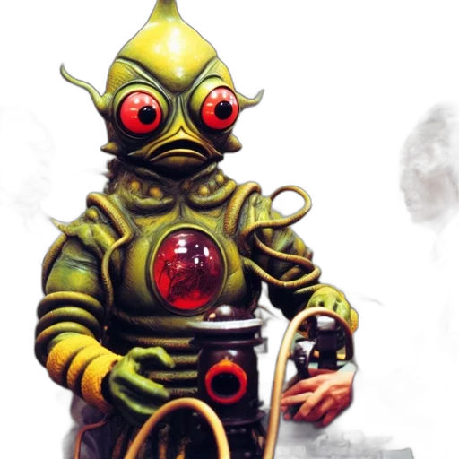 robot, creature, staff, mask transparent PNG cut-out