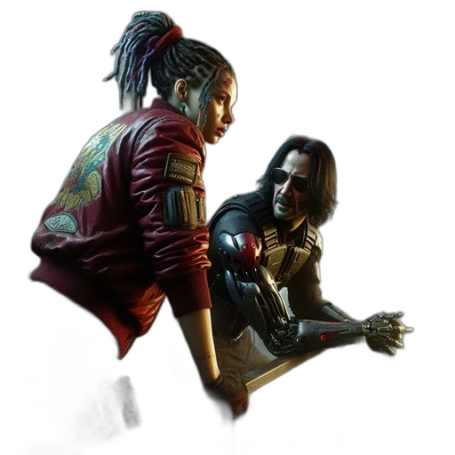 jacket, concept art, cyberpunk, comic book art transparent PNG cut-out