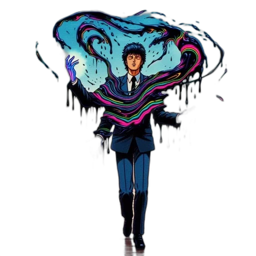 jacket, umbrella, staff, creature transparent PNG cut-out