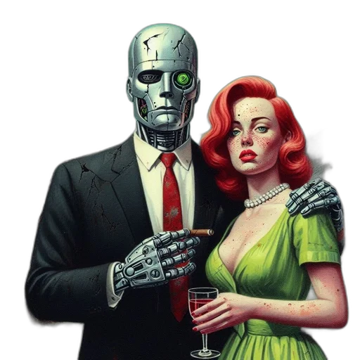 robot, comic book art, concept art, cyberpunk transparent PNG cut-out