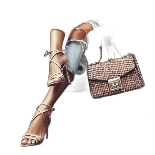 shoes, jewelry, 3d render, earth tones transparent PNG cut-out