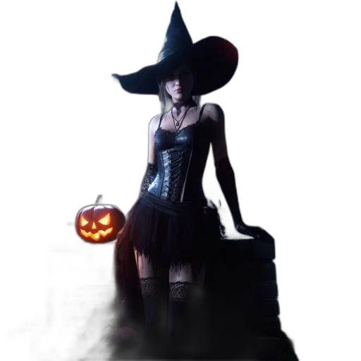dress, hat, staff, fantasy art transparent PNG cut-out
