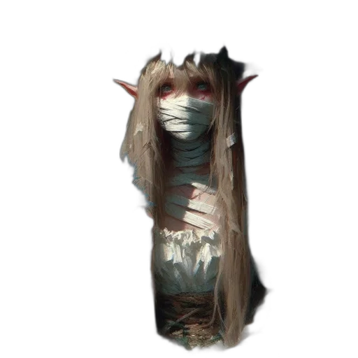 mask, creature, hair, staff transparent PNG cut-out