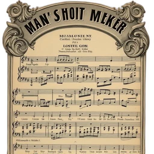 old, sheet, music, advertisement transparent PNG cut-out