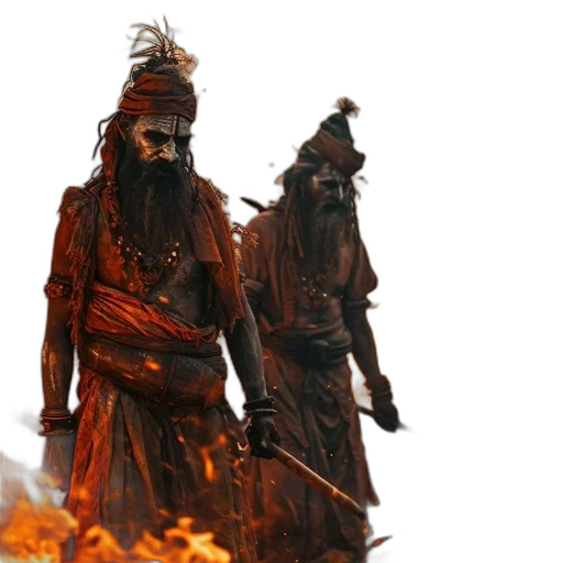 concept art, 3d render, fire, two transparent PNG cut-out