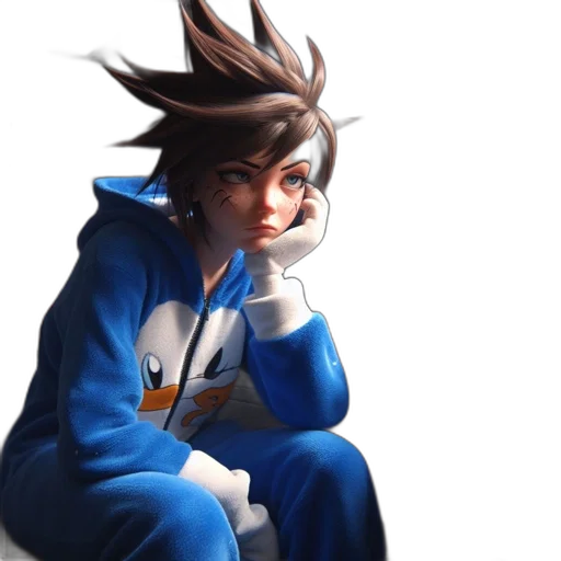 jacket, hair, staff, face transparent PNG cut-out