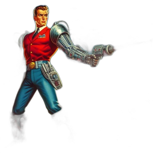 robot, weapon, staff, jacket transparent PNG cut-out