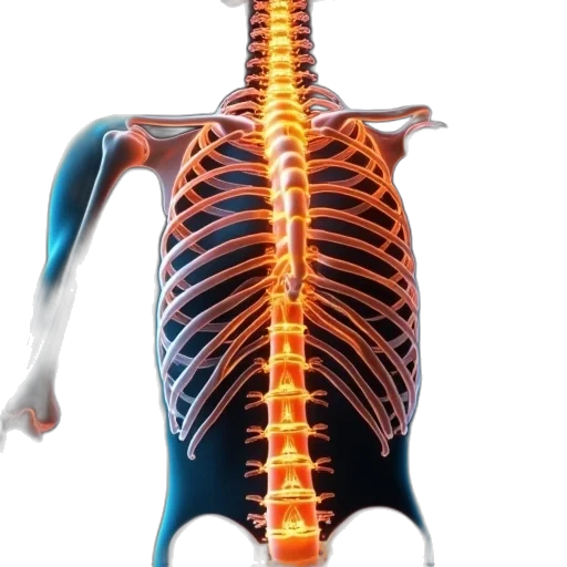 3d render, female, skeleton, nerves transparent PNG cut-out