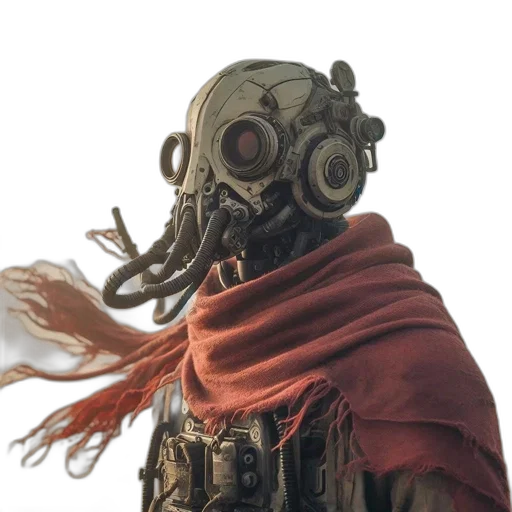 mask, creature, robot, staff transparent PNG cut-out