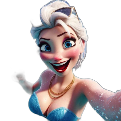 face, dress, 3d render, cartoon transparent PNG cut-out