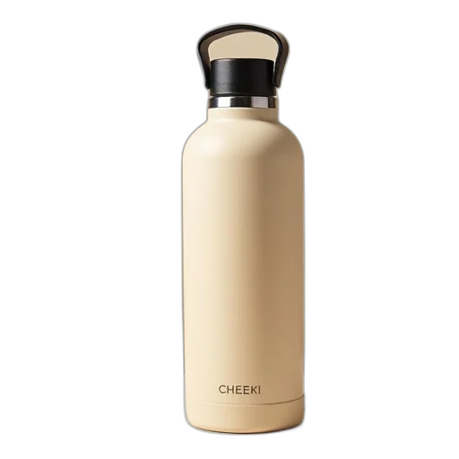 bottle, beige, insulated, stainless transparent PNG cut-out