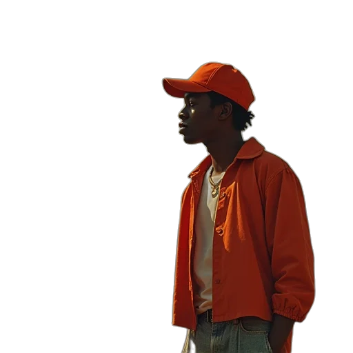 jacket, hat, staff, face transparent PNG cut-out