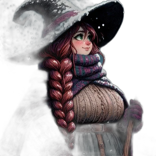 hat, dress, staff, creature transparent PNG cut-out
