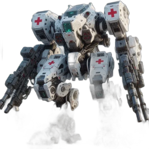 robot, weapon, concept art, 3d render transparent PNG cut-out