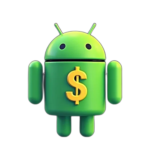 3d render, pixel art, android, money transparent PNG cut-out