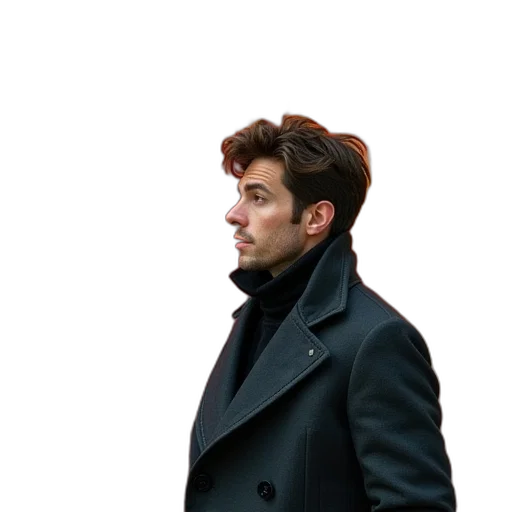 jacket, face, staff, hair transparent PNG cut-out