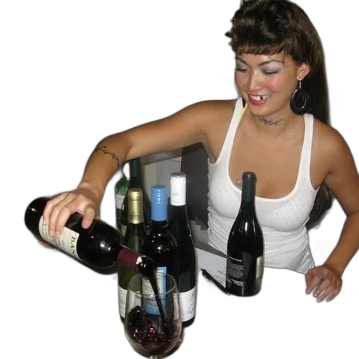 bottle, woman, white, tank transparent PNG cut-out