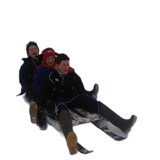 snow, three, boys, sled transparent PNG cut-out