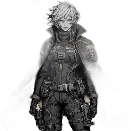 jacket, weapon, concept art, cyberpunk transparent PNG cut-out