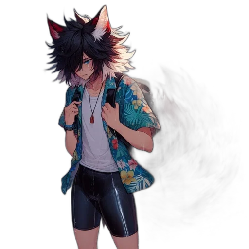 jacket, mask, staff, creature transparent PNG cut-out