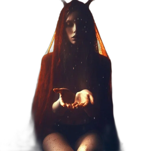 dress, mask, hair, creature transparent PNG cut-out