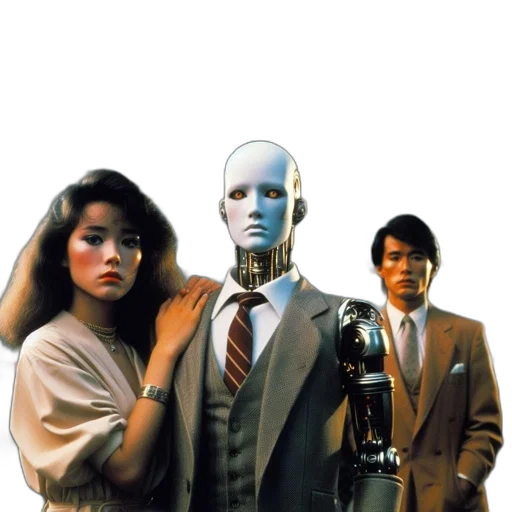 robot, mask, vaporwave, cyberpunk transparent PNG cut-out