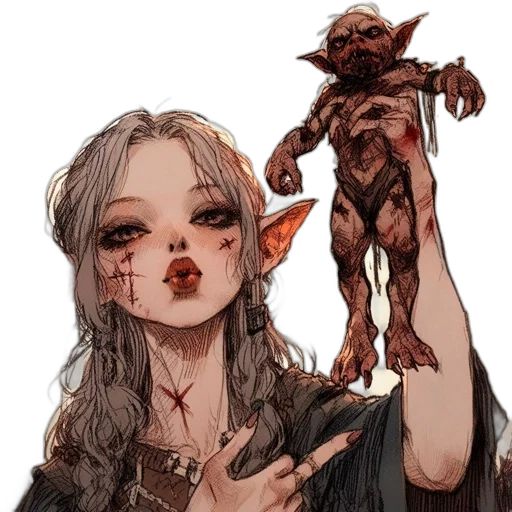 creature, staff, face, concept art transparent PNG cut-out
