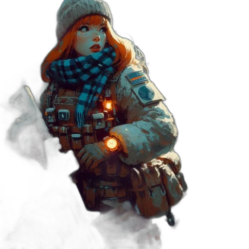 jacket, weapon, face, concept art transparent PNG cut-out
