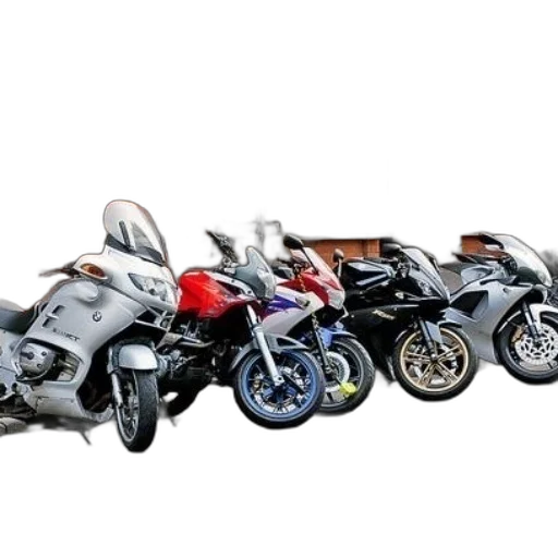 3d render, photorealistic, row, motorcycles transparent PNG cut-out