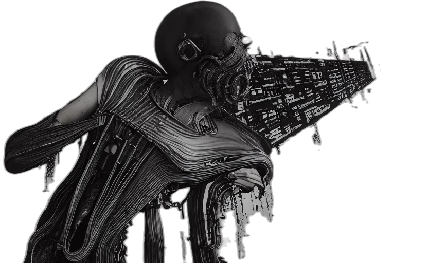 robot, cyberpunk, concept art, 3d render transparent PNG cut-out