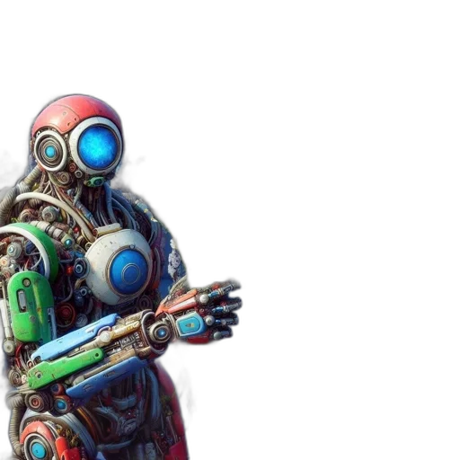 robot, weapon, concept art, cyberpunk transparent PNG cut-out