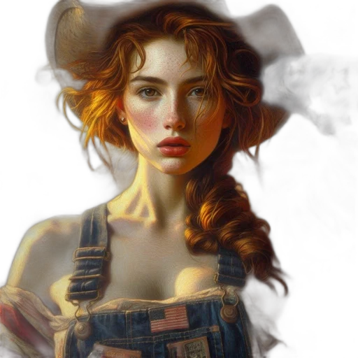 hat, face, dress, oil painting transparent PNG cut-out