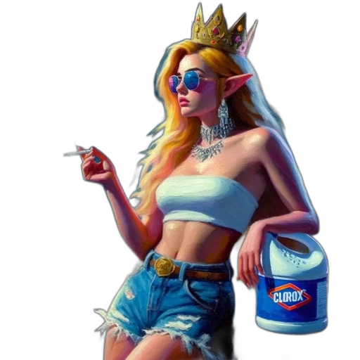 dress, crown, concept art, vaporwave transparent PNG cut-out