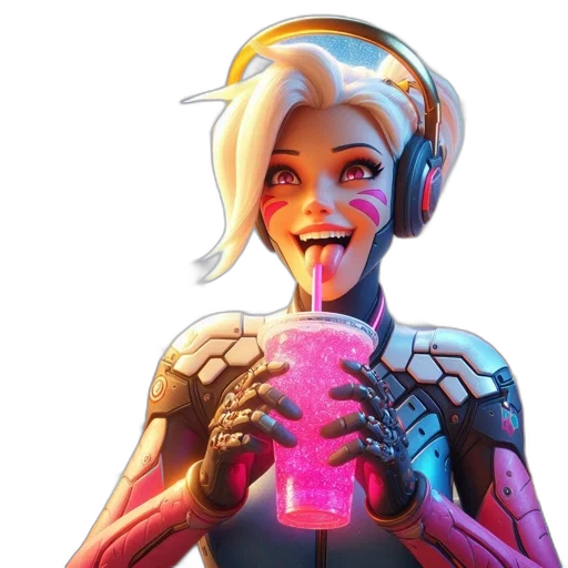 robot, face, food, cyberpunk transparent PNG cut-out