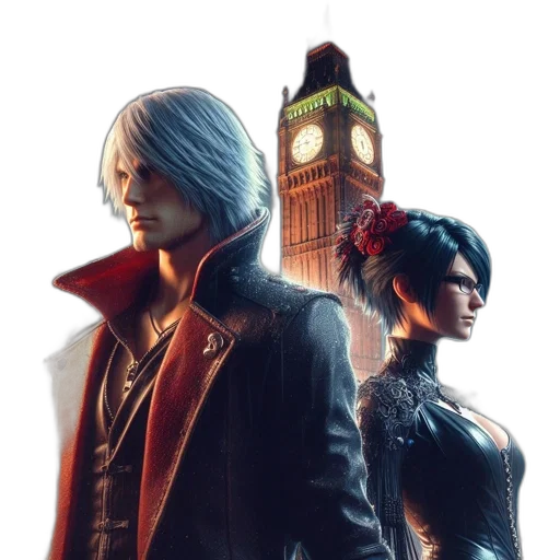 jacket, concept art, red, two transparent PNG cut-out