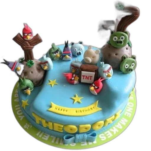 3d render, blue, birthday, cake transparent PNG cut-out